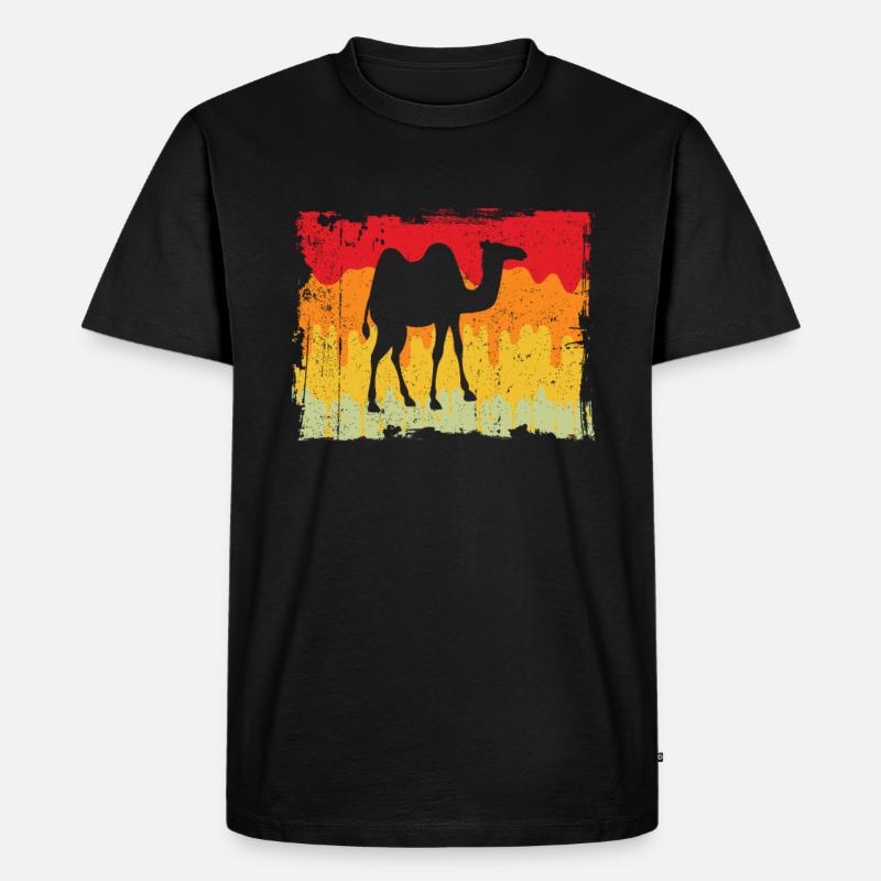 Kamel Retro - Männer Premium Bio T-Shirt - Schwarz