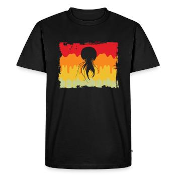 Jellyfish Retro Logo - Men's Premium Organic T-Shirt - black - Front - Nico (187cm)