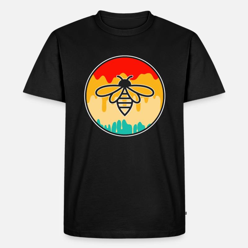 Biene Retro - Männer Premium Bio T-Shirt - Schwarz