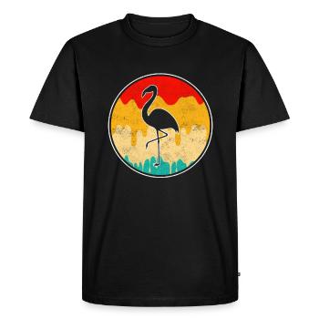 Flamant Rose Rétro - T-shirt Premium bio Homme - noir - Devant - Nico (187cm)