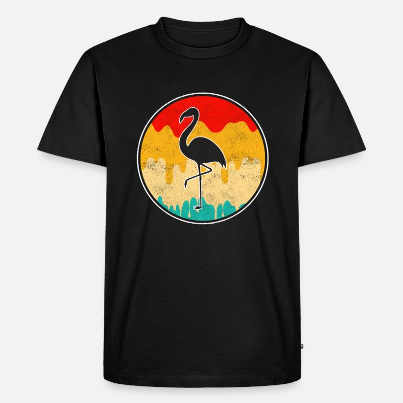 Flamingo Retro - Männer Premium Bio T-Shirt - Schwarz