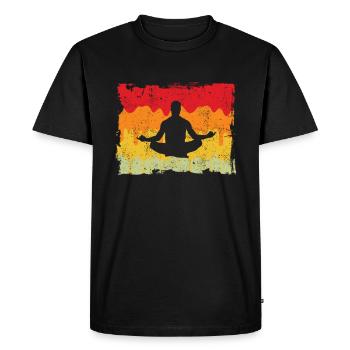 Yoga Méditation Rétro - T-shirt Premium bio Homme - noir - Devant - Nico (187cm)