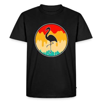 Flamant Rose Rétro - T-shirt Premium bio Homme - noir - Devant - Nico (187cm)
