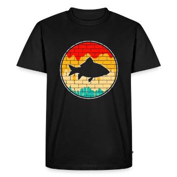 Fish Retro - Men's Premium Organic T-Shirt - black - Front - Nico (187cm)