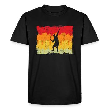 Tennis Rétro - T-shirt Premium bio Homme - noir - Devant - Nico (187cm)