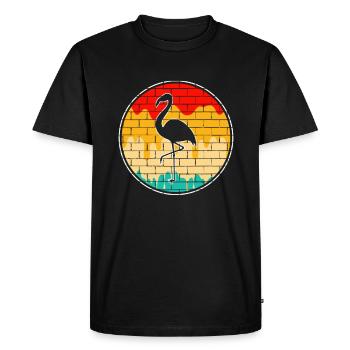 Flamant Rose Rétro - T-shirt Premium bio Homme - noir - Devant - Nico (187cm)