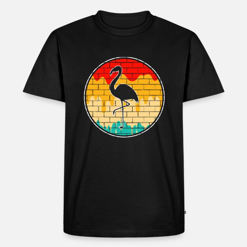 Flamingo Retro - Männer Premium Bio T-Shirt - Schwarz