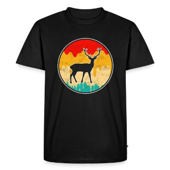 Deer Retro - Men's Premium Organic T-Shirt - black - Front - Nico (187cm)