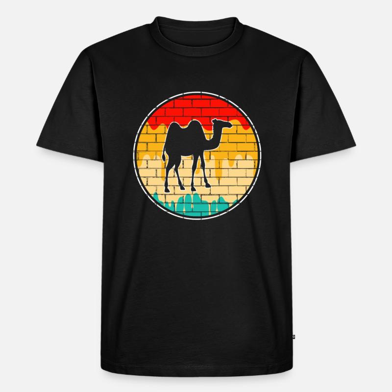 Kamel Retro - Männer Premium Bio T-Shirt - Schwarz