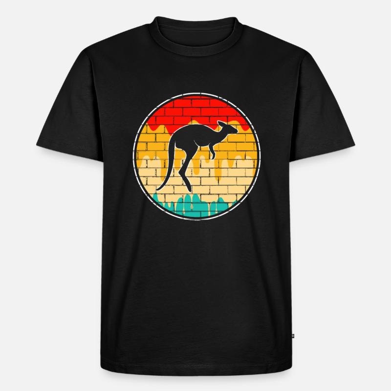 Känguru Retro - Männer Premium Bio T-Shirt - Schwarz