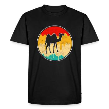 Dromedary Camel Retro - Men's Premium Organic T-Shirt - black - Front - Nico (187cm)