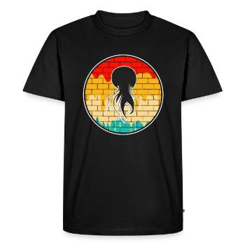 Jellyfish Retro Logo - Men's Premium Organic T-Shirt - black - Front - Nico (187cm)
