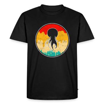 Jellyfish Retro Logo - Men's Premium Organic T-Shirt - black - Front - Nico (187cm)