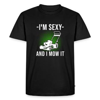 Dans Sexy et je le tonds Tondeuse à gazon d’aménagement paysager - T-shirt Premium bio Homme - noir - Devant - Nico (187cm)