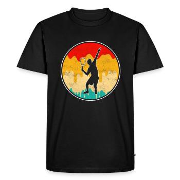 Tennis Rétro - T-shirt Premium bio Homme - noir - Devant - Nico (187cm)