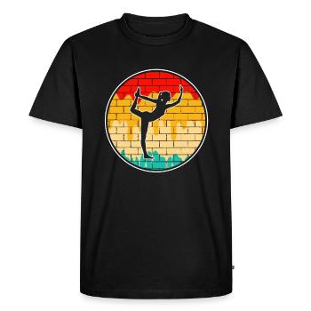 Yoga Méditation Rétro - T-shirt Premium bio Homme - noir - Devant - Nico (187cm)