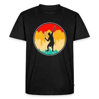 Tennis Rétro - T-shirt Premium bio Homme - noir - Devant - Nico (187cm)