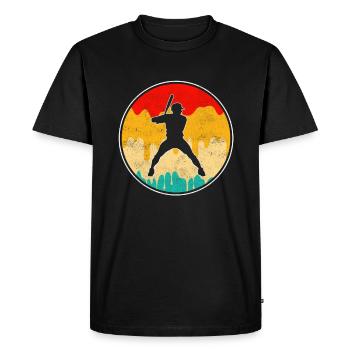 Baseball Retro Logo - Men's Premium Organic T-Shirt - black - Front - Nico (187cm)