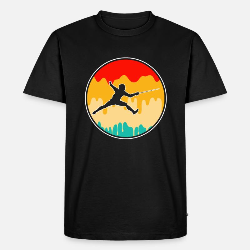 Fechten Retro - Männer Premium Bio T-Shirt - Schwarz