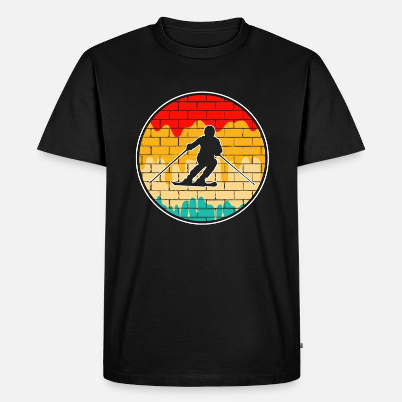 Ski Retro - Männer Premium Bio T-Shirt - Schwarz