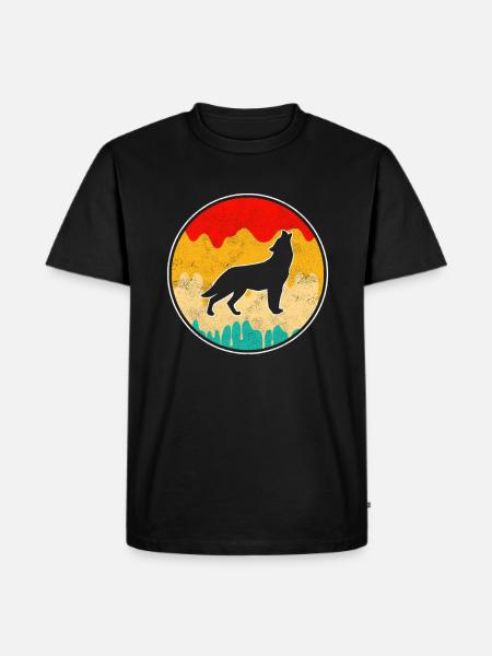 Wolf Retro - Men's Premium Organic T-Shirt - black