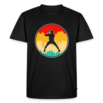 Baseball Retro - Men's Premium Organic T-Shirt - black - Front - Nico (187cm)
