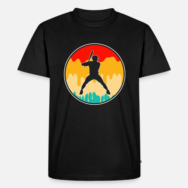 Baseball Retro - Männer Premium Bio T-Shirt - Schwarz