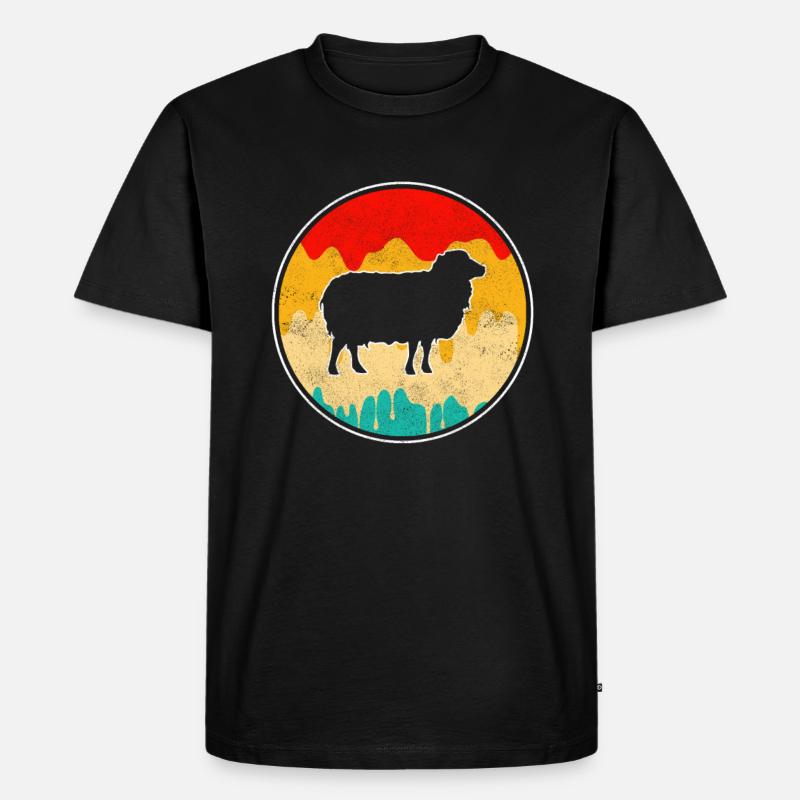 Schaf Retro - Männer Premium Bio T-Shirt - Schwarz