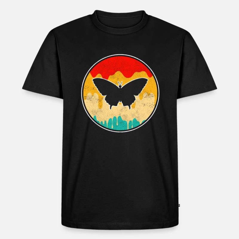Schmetterling Retro - Männer Premium Bio T-Shirt - Schwarz