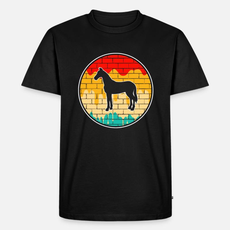 Pferd Retro - Männer Premium Bio T-Shirt - Schwarz