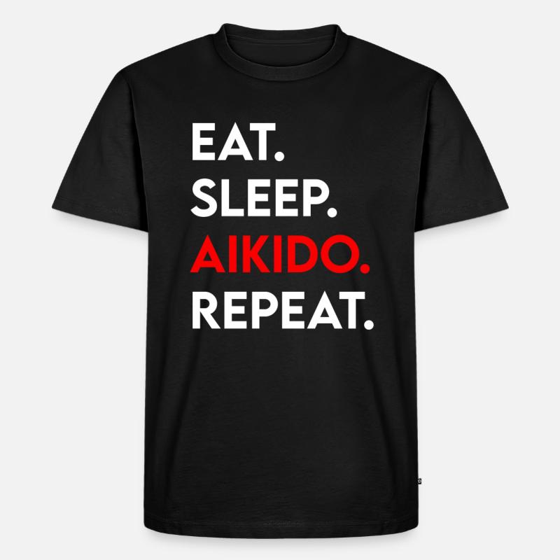 eat sleep aikido repeat - Männer Premium Bio T-Shirt - Schwarz