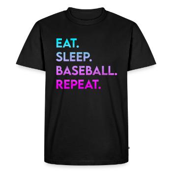 manger dormir baseball répéter - T-shirt Premium bio Homme - noir - Devant - Nico (187cm)