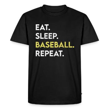 manger dormir baseball répéter - T-shirt Premium bio Homme - noir - Devant - Nico (187cm)