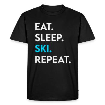 eat sleep ski repeat - Men's Premium Organic T-Shirt - black - Front - Nico (187cm)
