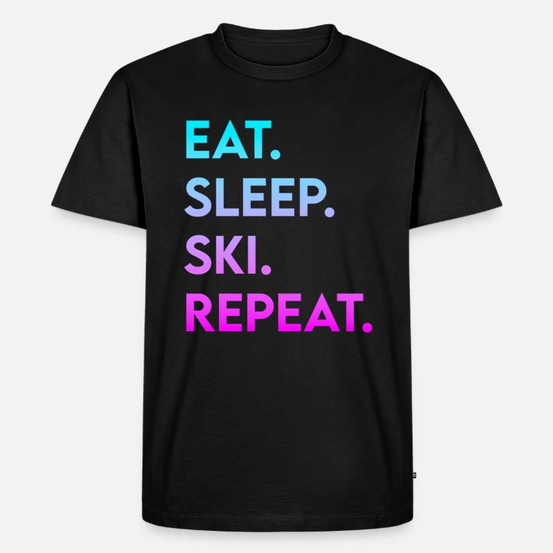 manger dormir ski répéter - T-shirt Premium bio Homme - noir