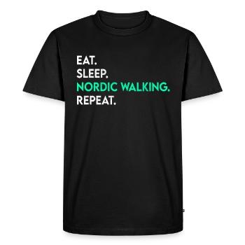 manger du sommeil marche nordique répéter - T-shirt Premium bio Homme - noir - Devant - Nico (187cm)