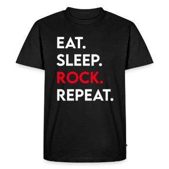manger du sommeil rock répéter - T-shirt Premium bio Homme - noir - Devant - Nico (187cm)