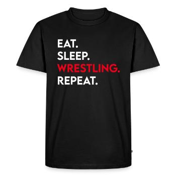manger le sommeil lutte répéter - T-shirt Premium bio Homme - noir - Devant - Nico (187cm)