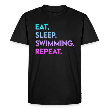 manger dormir nager répéter - T-shirt Premium bio Homme - noir - Devant - Nico (187cm)