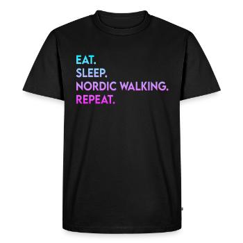 manger du sommeil marche nordique répéter - T-shirt Premium bio Homme - noir - Devant - Nico (187cm)