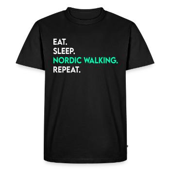 manger du sommeil marche nordique répéter - T-shirt Premium bio Homme - noir - Devant - Nico (187cm)