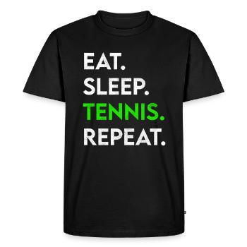 manger du sommeil tennis répéter - T-shirt Premium bio Homme - noir - Devant - Nico (187cm)
