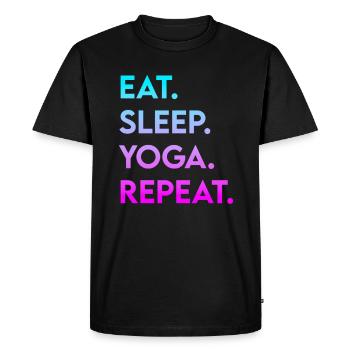 manger du yoga du sommeil répéter - T-shirt Premium bio Homme - noir - Devant - Nico (187cm)