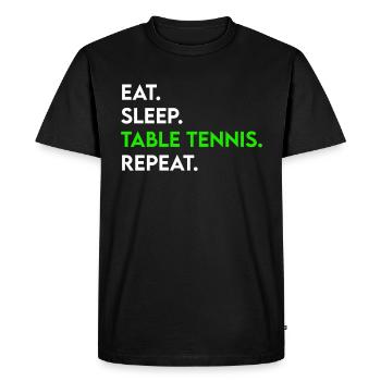 manger dormir tennis de table répéter - T-shirt Premium bio Homme - noir - Devant - Nico (187cm)