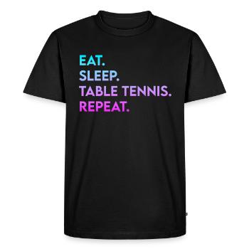 manger dormir tennis de table répéter - T-shirt Premium bio Homme - noir - Devant - Nico (187cm)