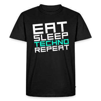 manger du sommeil techno répéter - T-shirt Premium bio Homme - noir - Devant - Nico (187cm)