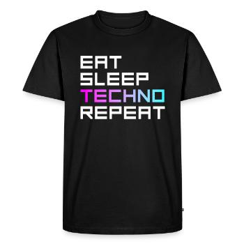 manger du sommeil techno répéter - T-shirt Premium bio Homme - noir - Devant - Nico (187cm)