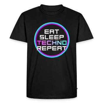 manger du sommeil techno répéter - T-shirt Premium bio Homme - noir - Devant - Nico (187cm)