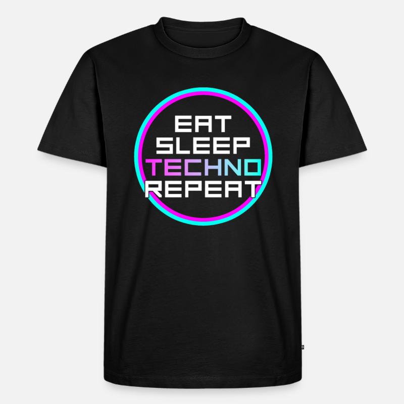 eat sleep techno repeat - Männer Premium Bio T-Shirt - Schwarz