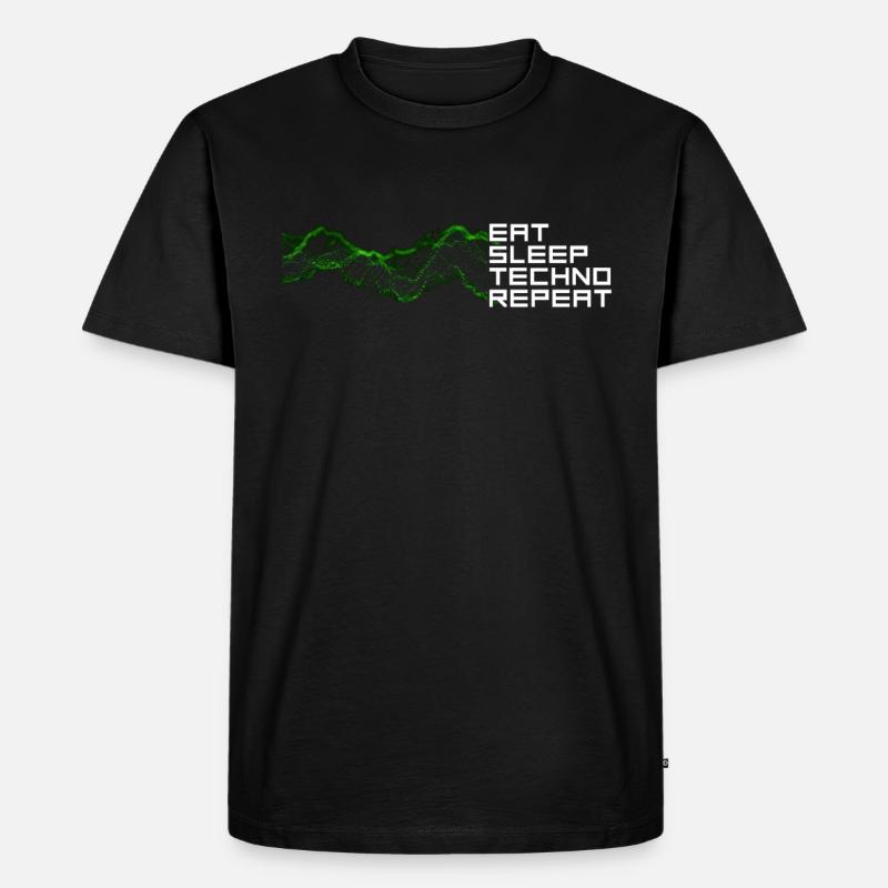 eat sleep techno repeat - Männer Premium Bio T-Shirt - Schwarz